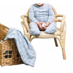 NEW MANIERE kids houndstooth footie in powder blue